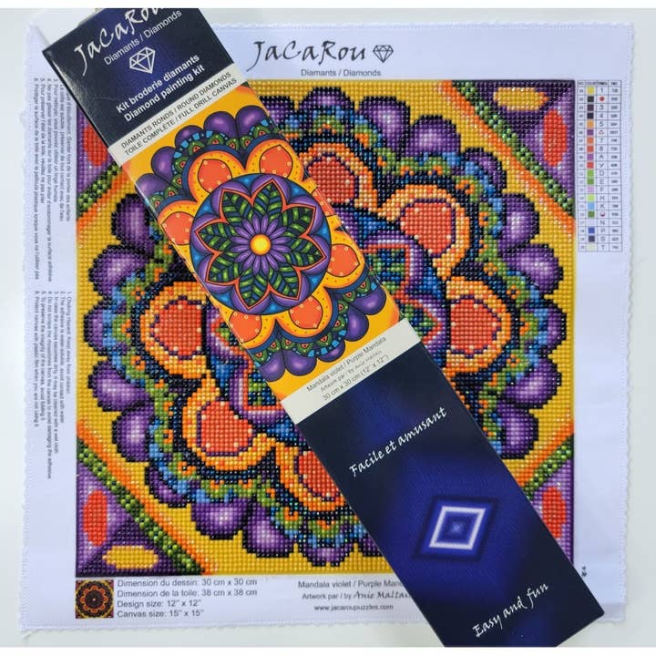 JaCaRou Puzzles Inc. - Vendita all'ingrosso Kit per lavoretti fai da te - Kit artistico per pittura con diamanti mandala viola1