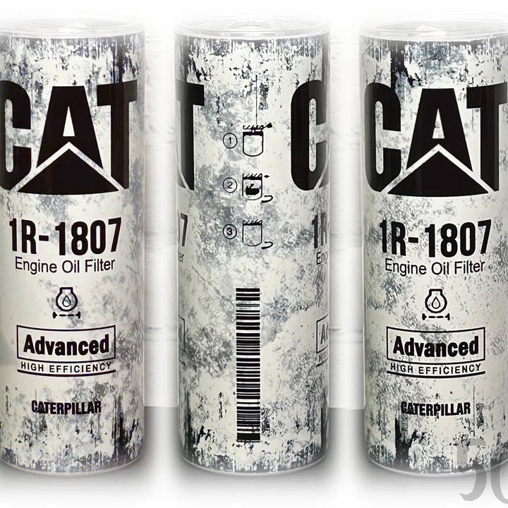 CAT Oil Filter 1R-1807 White Grunge Tumbler for wholesale by 5C's Wholesale