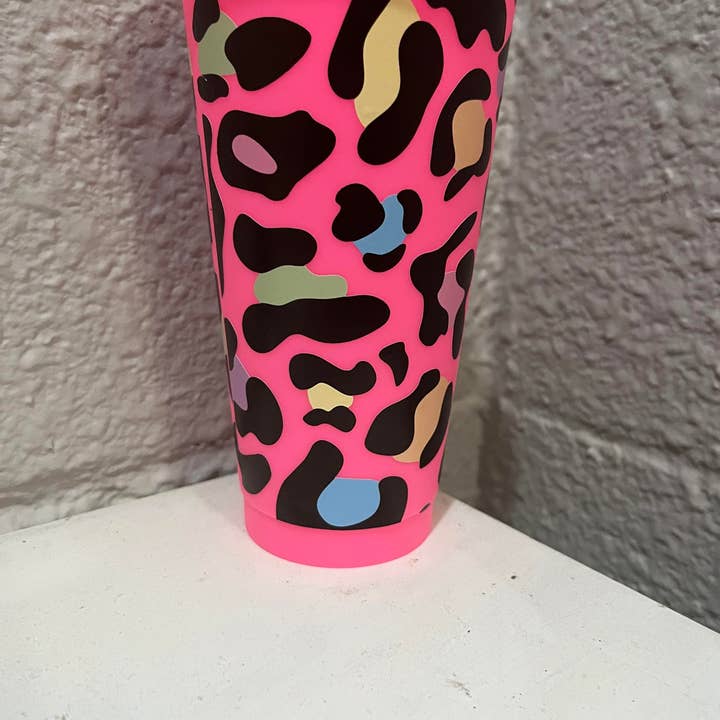 Rainbow Leopard Print Cold Cup for wholesale by Cheyenne Customs