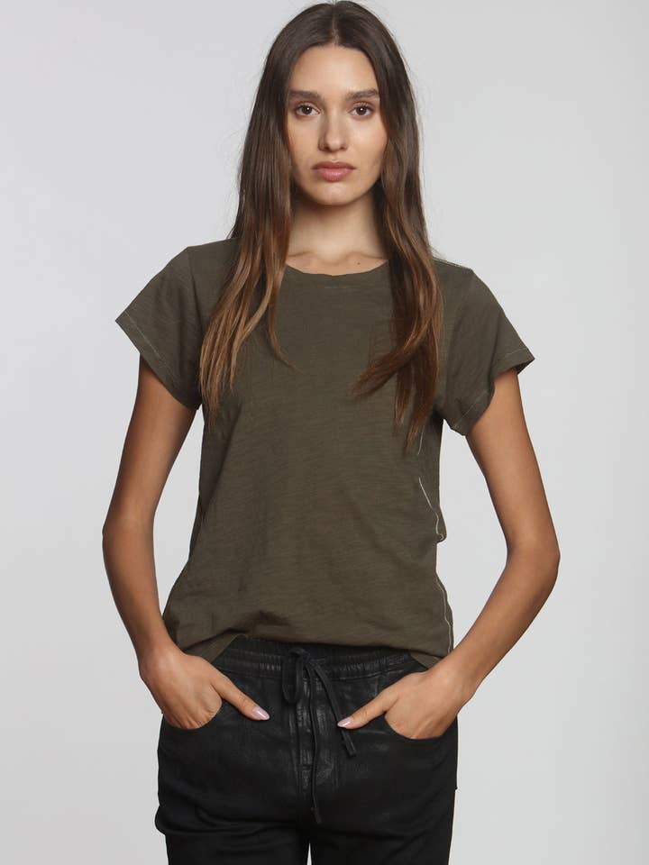 Ava Classic Tee - Army for wholesale by Label + Thread
