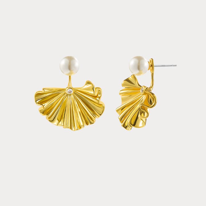 Gold Ginkgo Leaf Earrings for wholesale by Verdivine