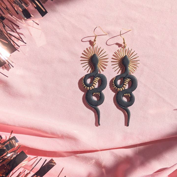Xandra Page Co. - Wholesale Dangle Earrings - Divine Serpent Snake Earrings | Boho Polymer Clay Earrings1