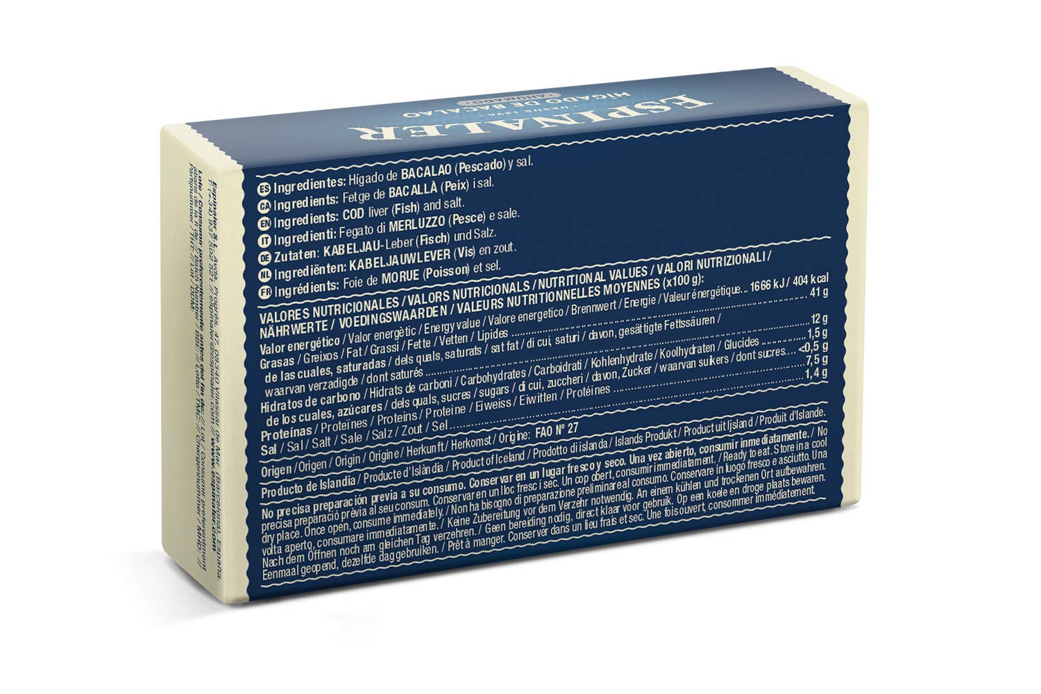 ESPINALER 1896 S.L - Wholesale Tinned Fish - ESPINALER OL-120 smoked cod liver1