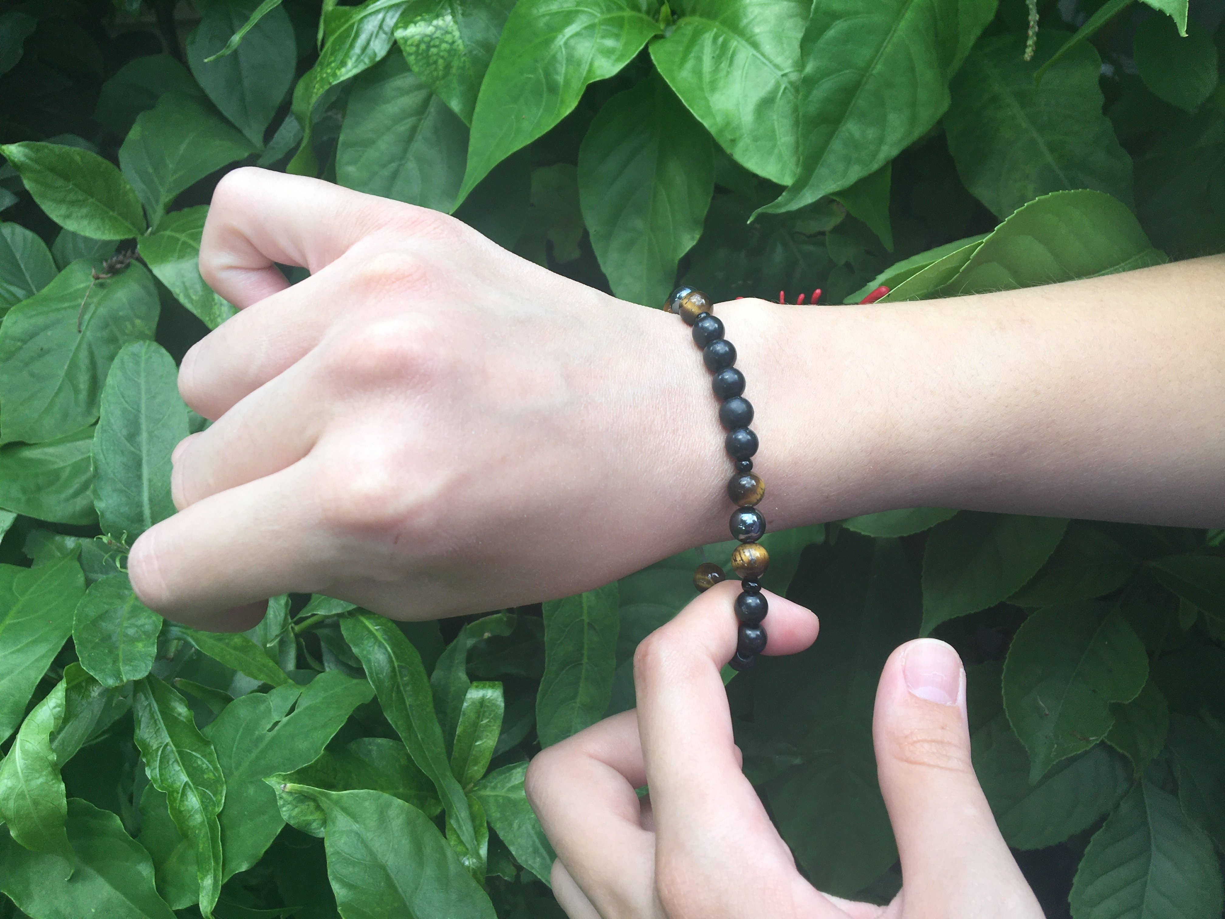 Karelia Creations - Wholesale Beaded Bracelet - Triple Protection Bracelet | 8mm Shungite Hematite TigersEye3