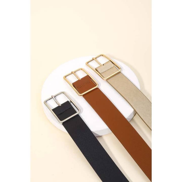 Anarchy Street - Wholesale Belt - Women's - Faux Leather Rectangle Cutout Buckle Fashion Belt