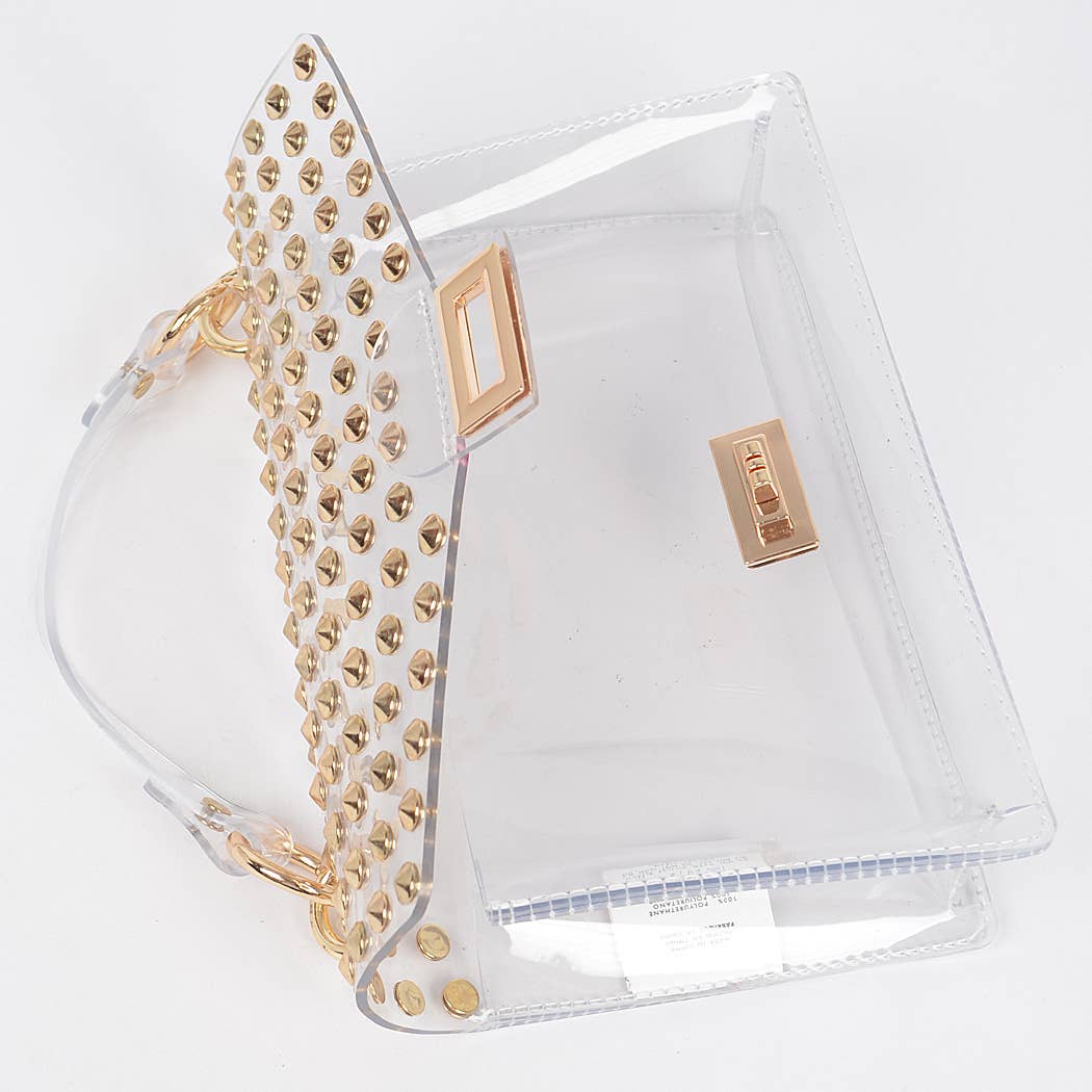3AM BY H&D ACCESSORIES – wholesale Top handle bag – women's – Studded Transparent Top Handle Bag4