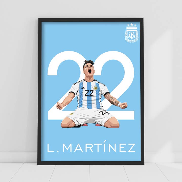 Argentina Print - Poster con Illustrazione di Lautaro Martinez per la vendita all'ingrosso da parte di Themed