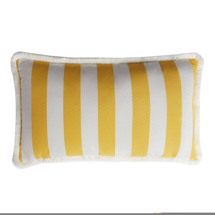 Lo Decor - Wholesale Throw/Decorative Pillow - Couple Striped Outdoor Pillow White and Yellow1
