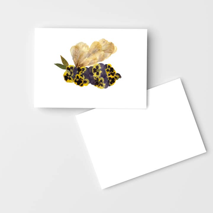 Buzz and Blossom – Bee Notecard Set | Pressed Flower for wholesale by Mon Petit Chou Art and Design