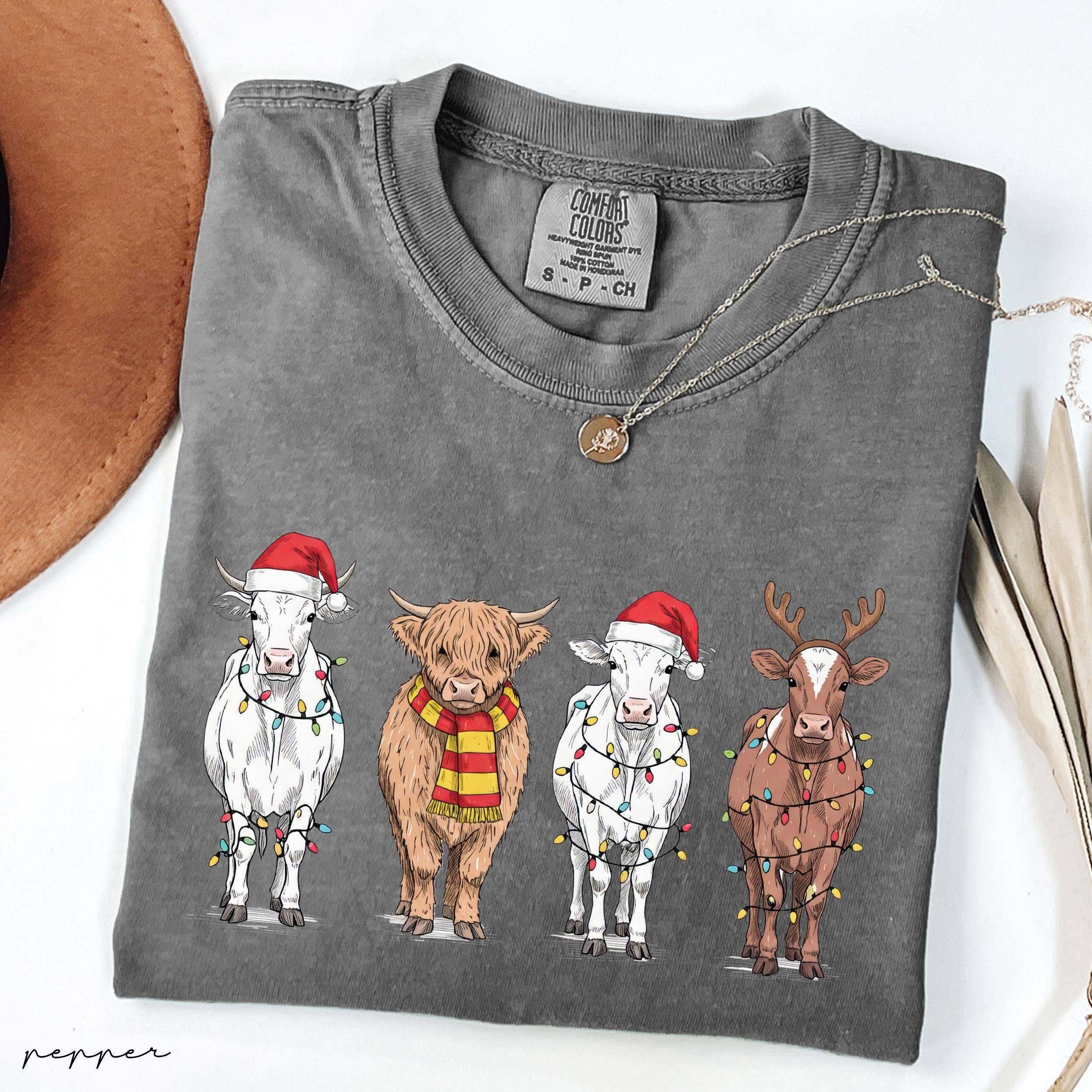 Glaime - Wholesale T-Shirt (Graphic) - Women's - Comfort Colors Mooey Christmas Cow Shirt, Mooey Christmas 2