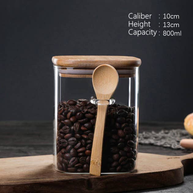 Homerely - Wholesale Voedselopslagcontainer - Opbergdoos voor de keuken met bamboe deksel en lepel