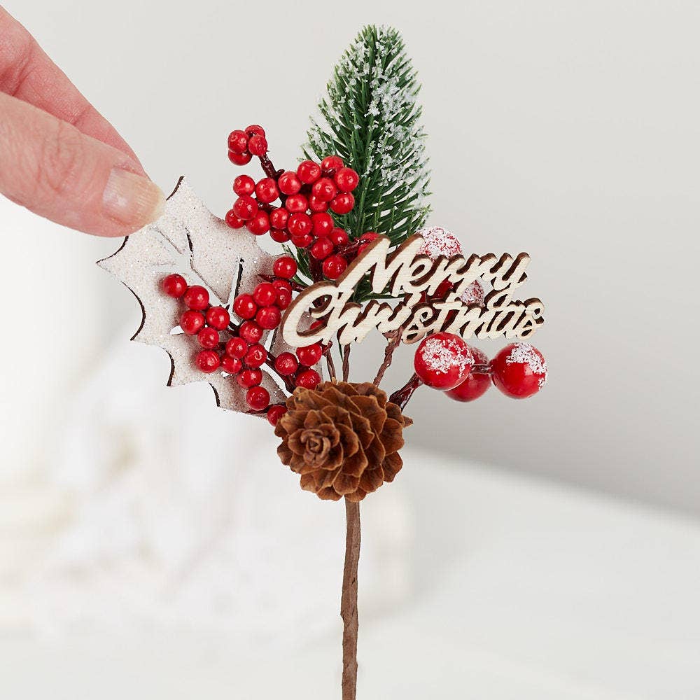 Factory Direct Craft - Wholesale Christmas Decoration - 6" Merry Christmas Holiday Tree and Berry Pick 2