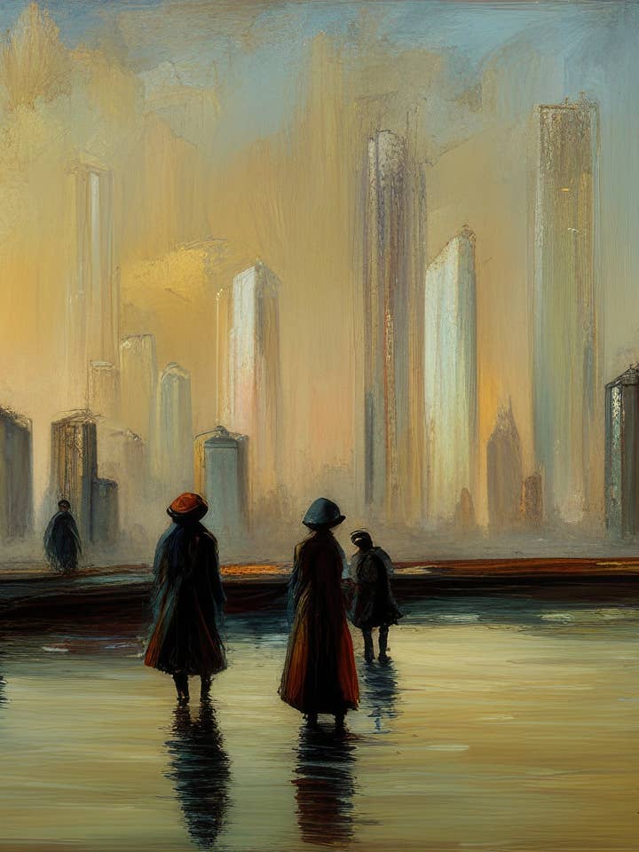 City Street Scene in The Rain Painting for wholesale by Keep Calm Collection