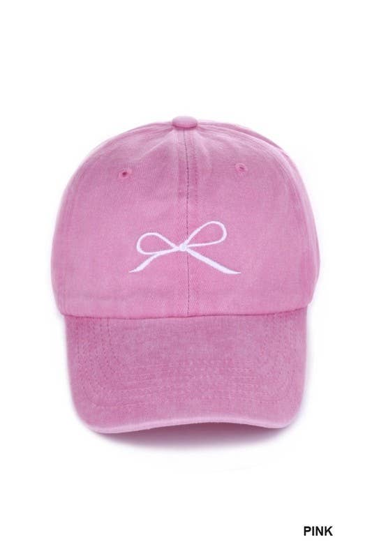 Vanilla Monkey - Wholesale Baseball Cap - Women's - Coquette Ribbon Bow Embroidery Washed Hat6