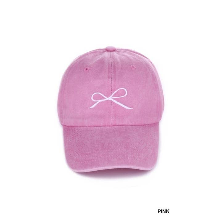 Vanilla Monkey - Wholesale Baseball Cap - Women's - Coquette Ribbon Bow Embroidery Washed Hat6