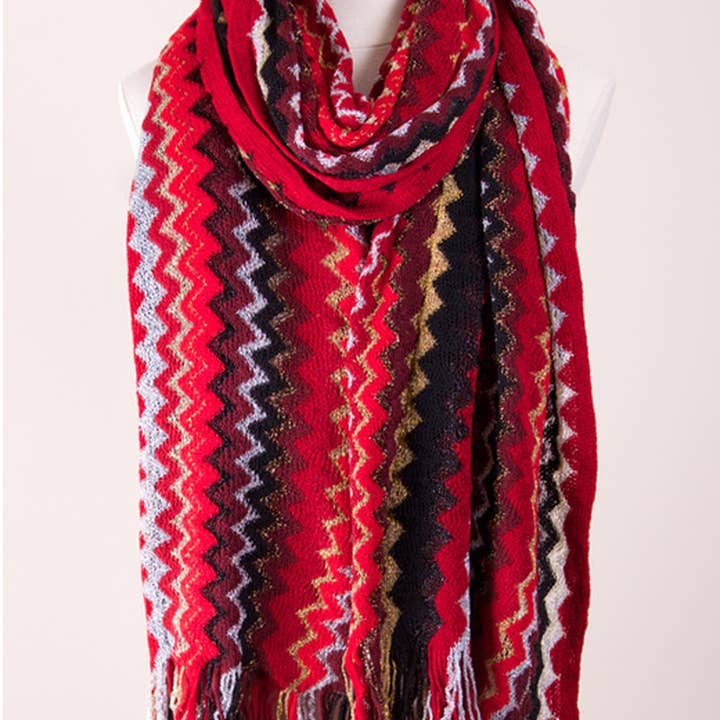 Hana - Wholesale Scarf - Women's - Zig Zag Pattern Scarf-Mkas4220