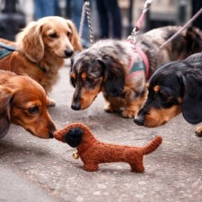 Luna-Leena - handmade in Nepal - Wholesale Keychain - Women's - Keychain flat dachshund brown - bag charm - felt - handmade3