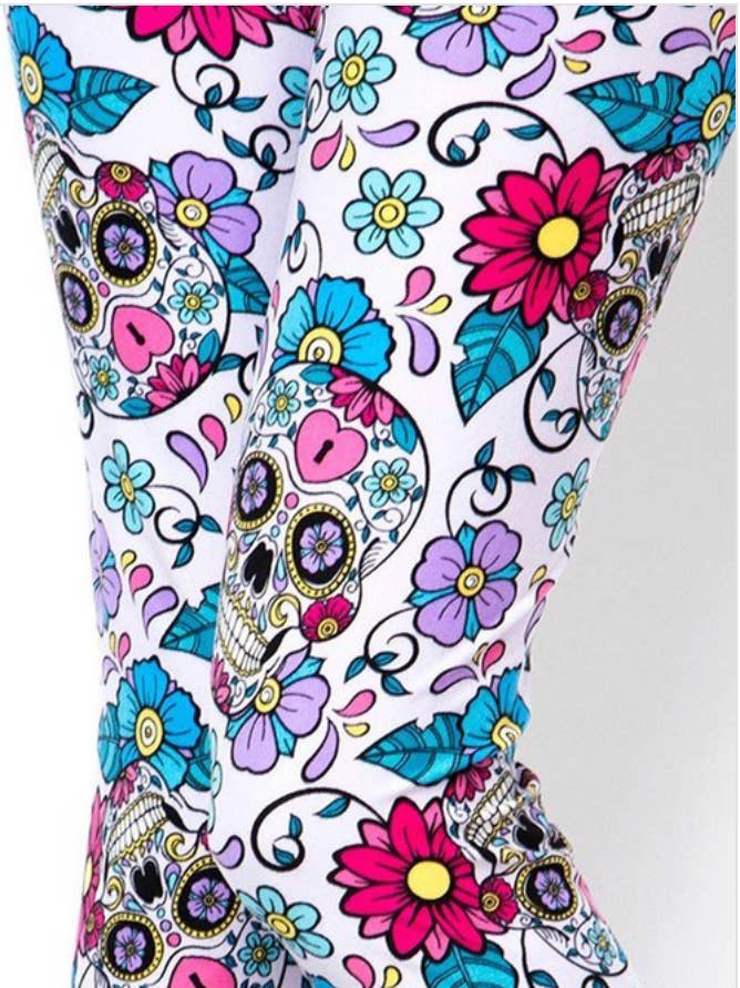 Sugar Skulls Tag der Toten Halloween EXTRA PLUS Leggings für den Großhandel von Love 4 Leggings