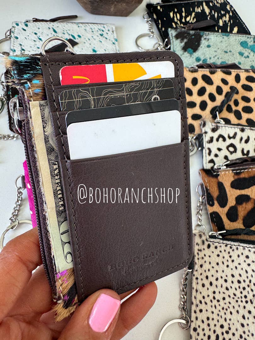 Boho Ranch Shop - Wholesale Wallet - Women's - Cowhide Keychain Wallet | Genuine Hair-On Hide | Card & Cash3