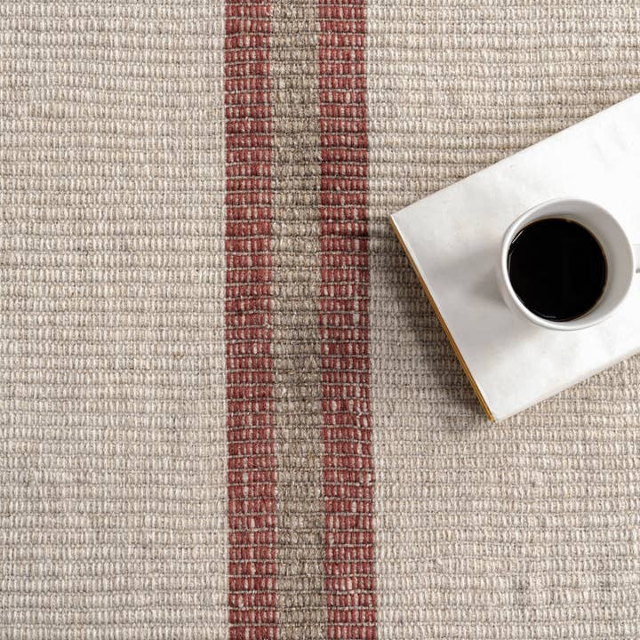 Ivory Nuloom Nichols Striped Wool Area Rug for wholesale on Faire6