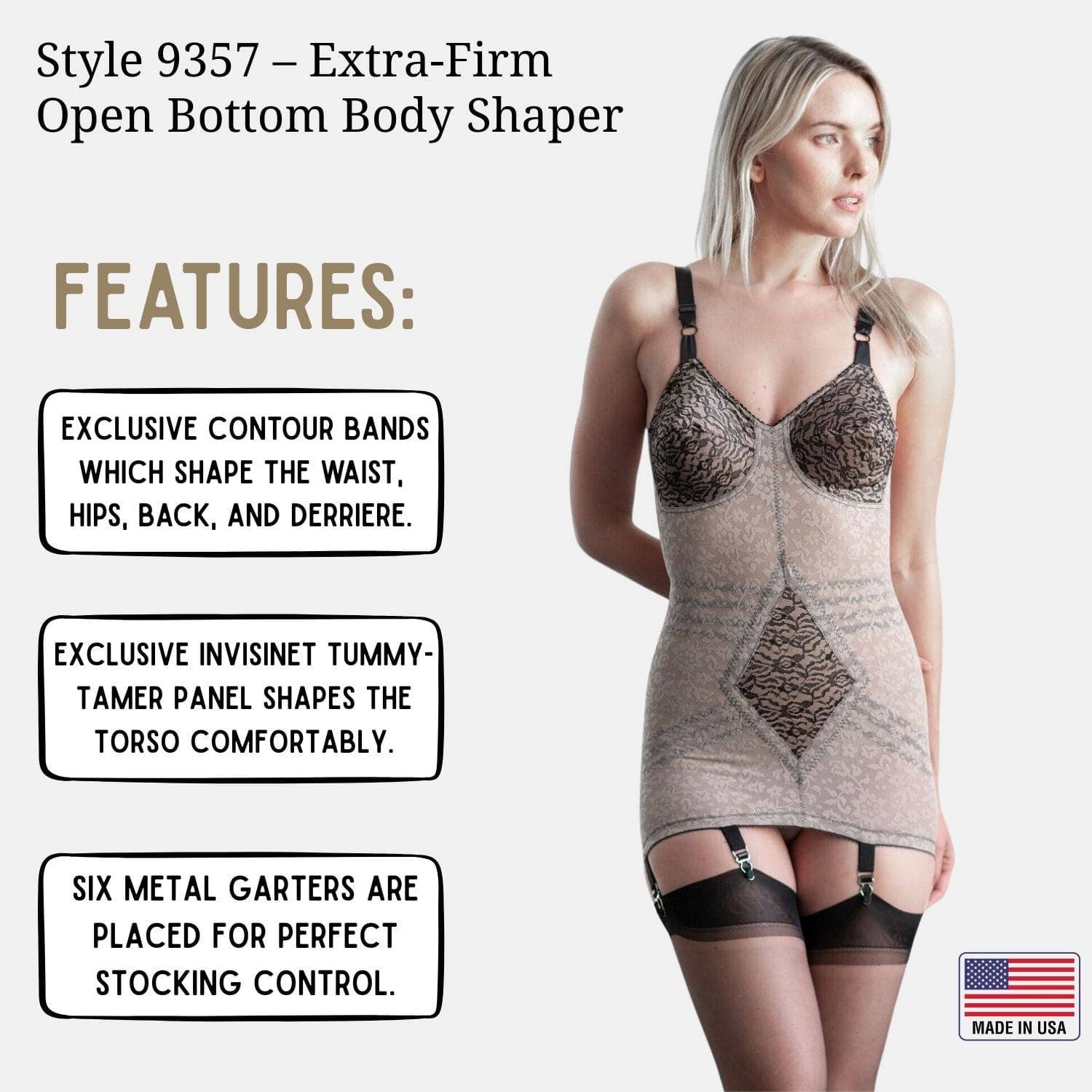 Mocha Black Style 9357 | Body Briefer Extra Firm Shaping  - Mocha/Black for wholesale on Faire5