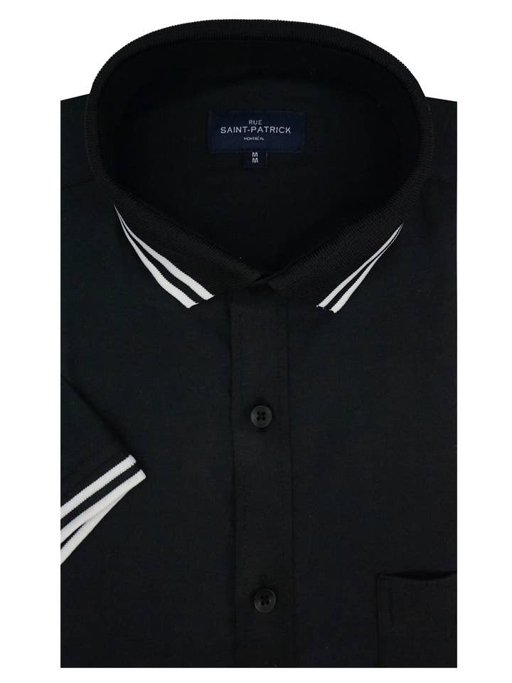 Murcia Stretch Easy-Care Kortärmad Skjorta i Svart och Vit för wholesale av Rue Saint-Patrick