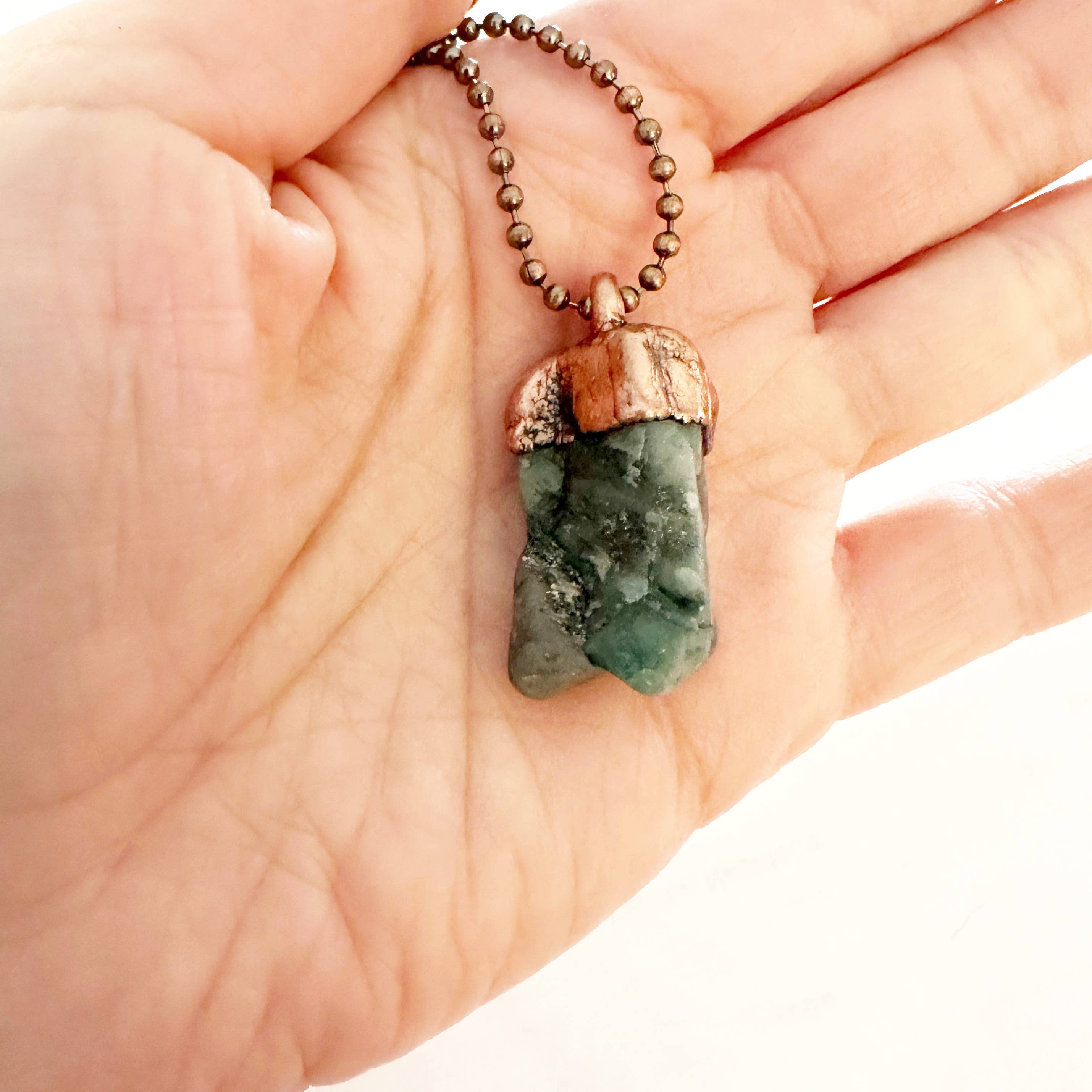 MergingMetals - Wholesale Pendant/Charm Necklace - Emerald in Matrix Necklace / Ball Chain5
