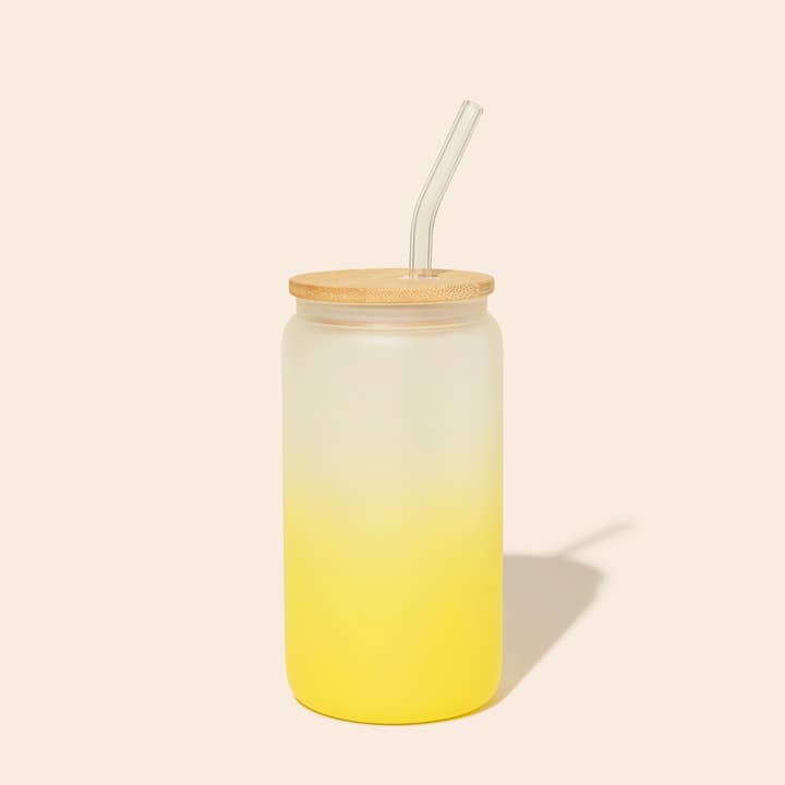 Reusable Glass Can Cup | Yellow for wholesale by Bamboo Switch