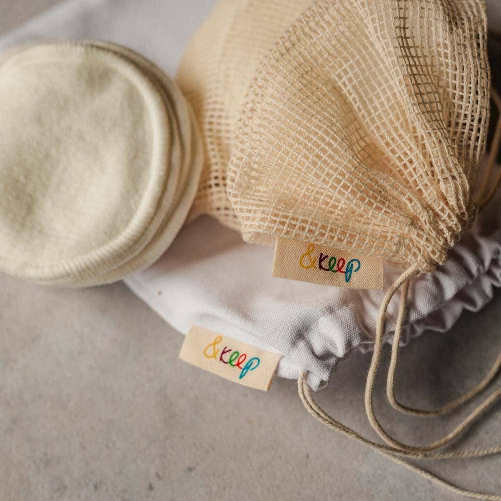 &Keep – wholesale Bomullsrondeller – 10 återanvändbara mjuka sminkpads i bambu och bomull med bomulls-påse1