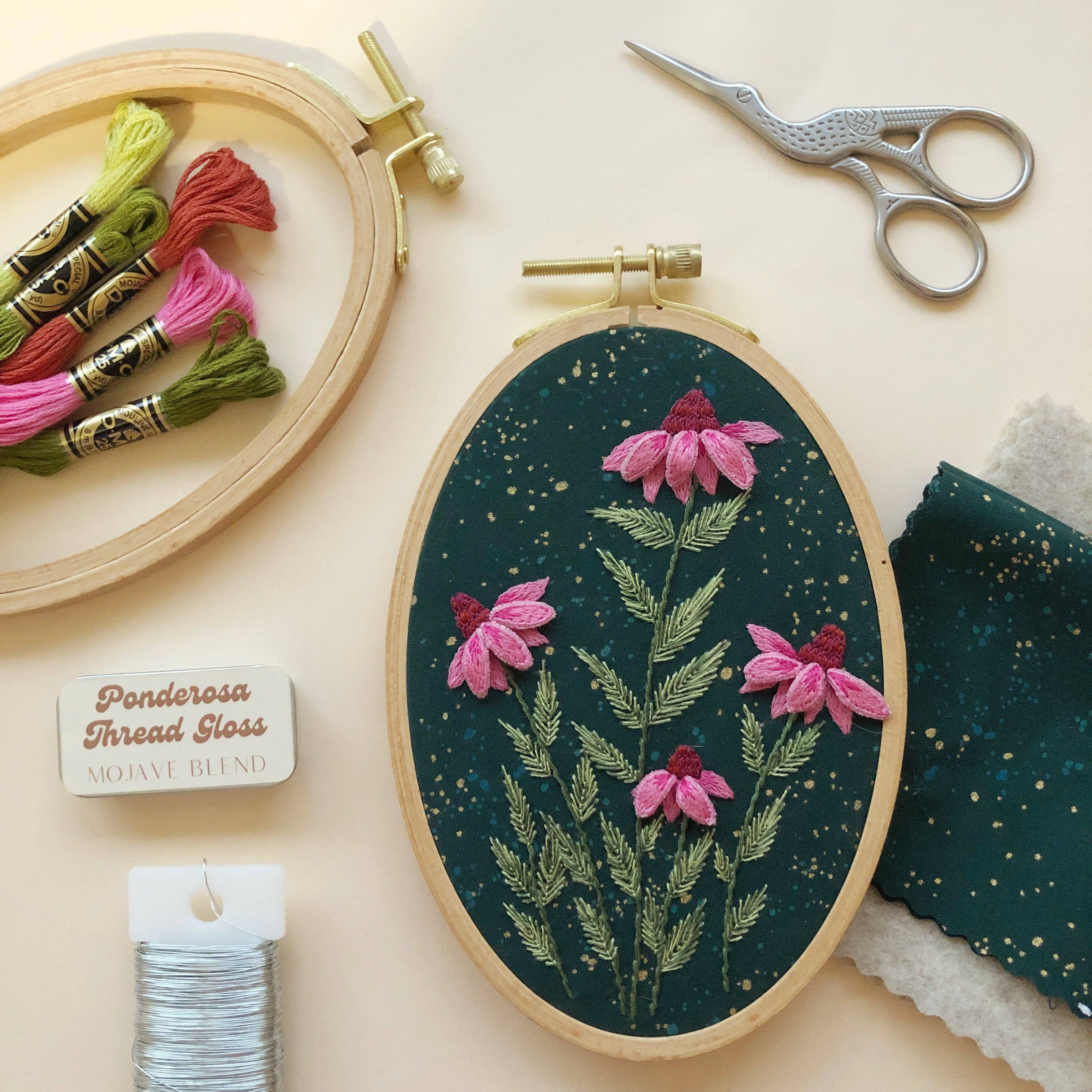 MCreativeJ - Wholesale Embroidery/Cross Stitch Supplies - 3D Coneflowers - Floral Embroidery Kit for Intermediate Stitchers7