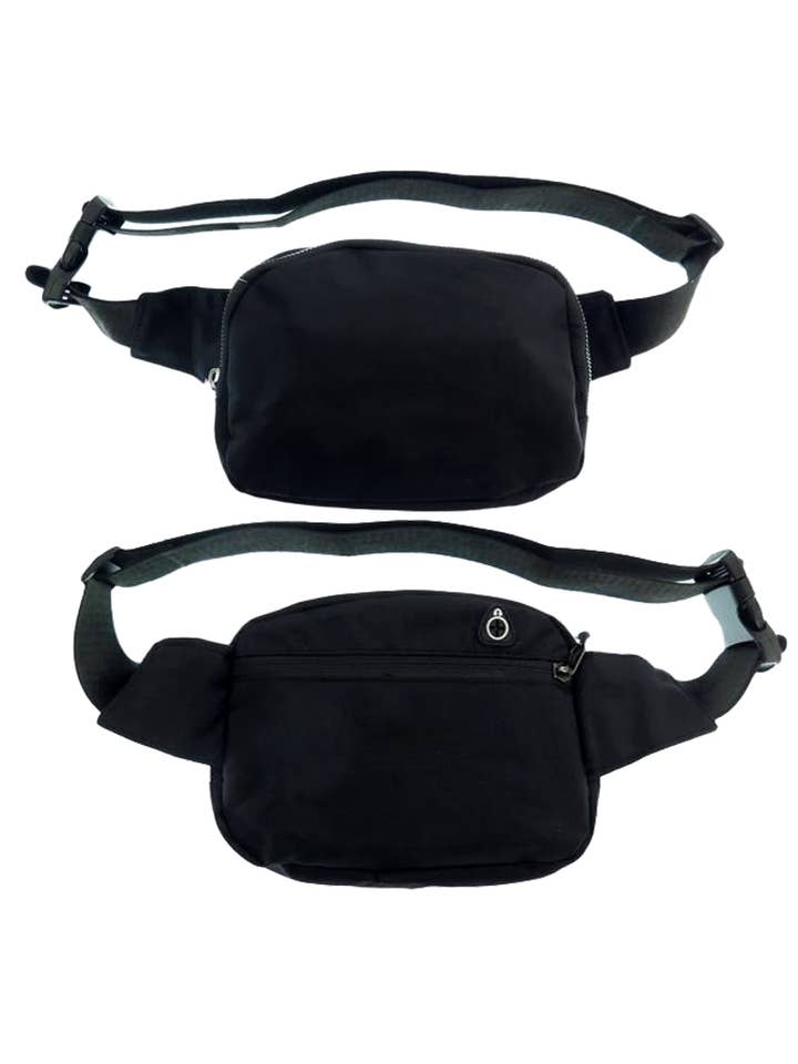 Round Sleek Black Waist Belt Fanny Pack for wholesale by Cap Zone