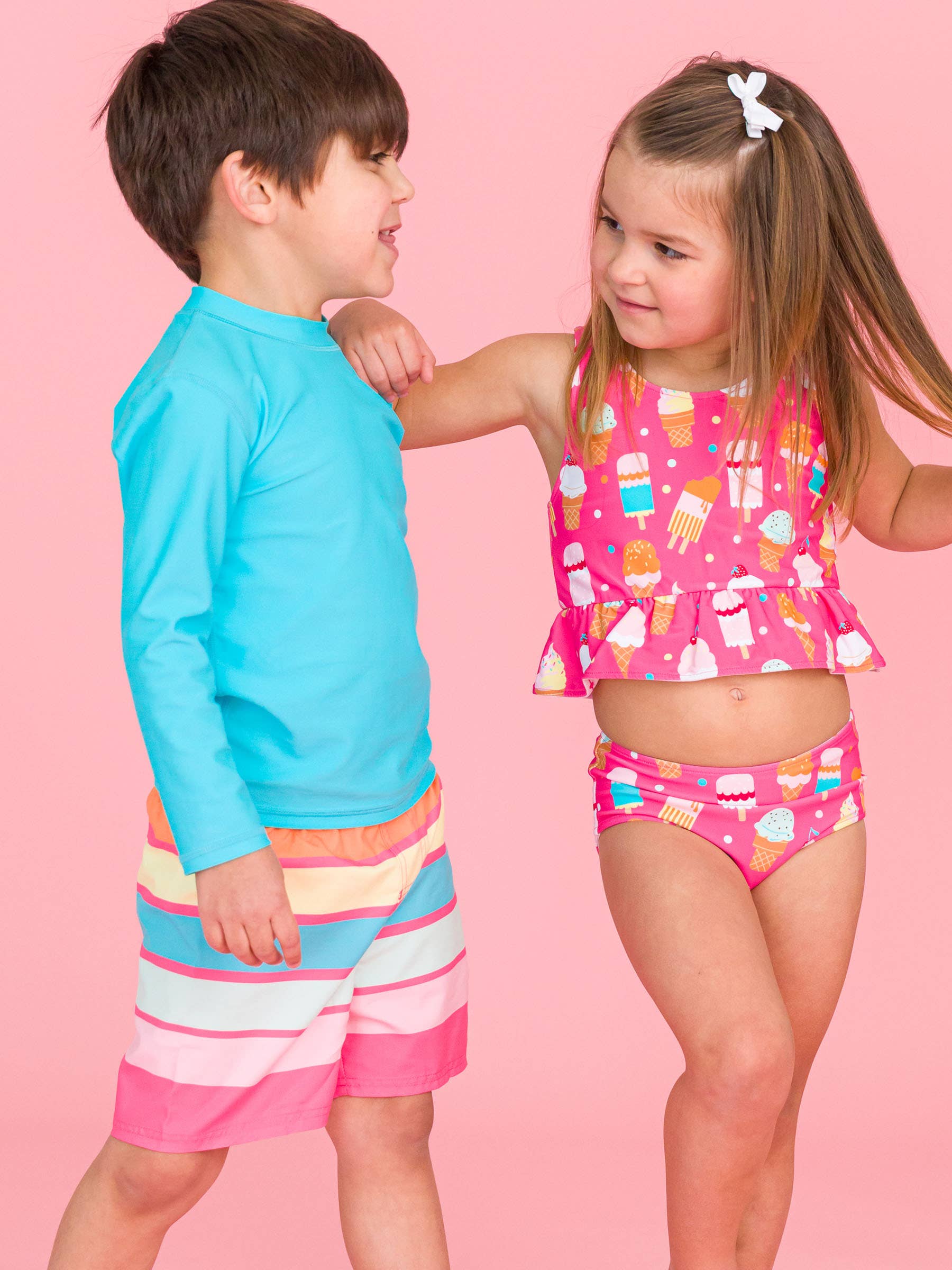 Blue Boys Bright Aqua Long Sleeve Rash Guard for wholesale on Faire11