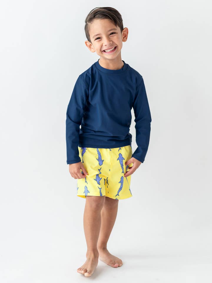 RuffleButts + RuggedButts - Wholesale Swim Shorts - Kids - Boys Jawsome Shark Swim Trunks