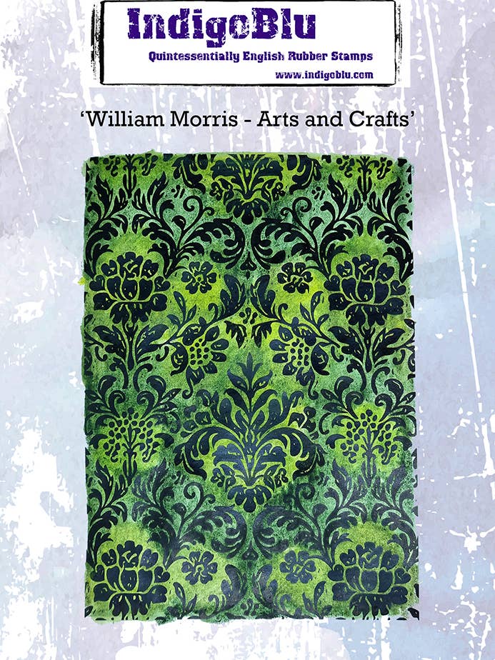William Morris Kunst og Håndværk A6 Rød gummistempel for engroshandel hos IndigoBlu