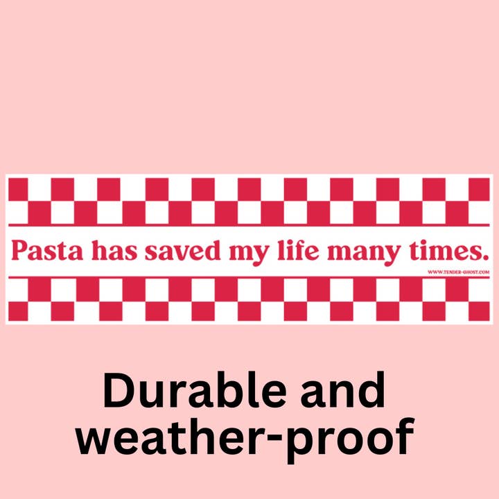 Life Saving Pasta Bumper Sticker for wholesale by Tender Ghost