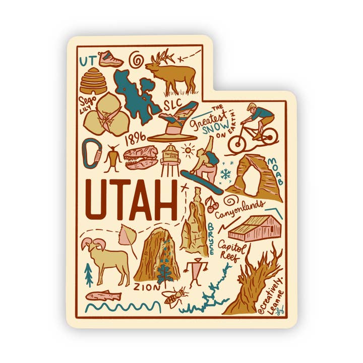 Utah State Adventure Sticker for wholesale by Creatively Leanne