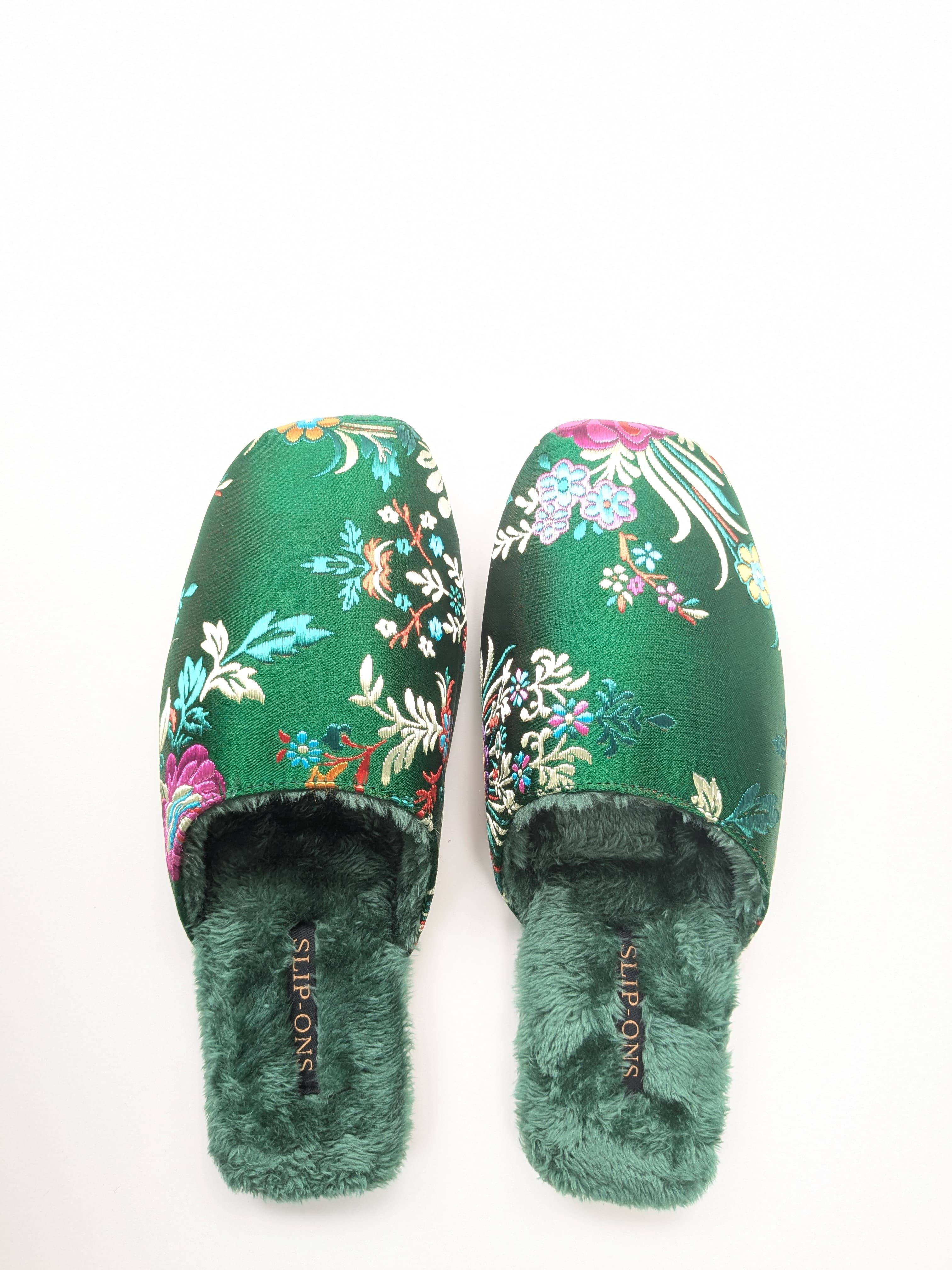sage green Oriental Embroidered Women Slippers – Gift Idea For New Home for wholesale on Faire7