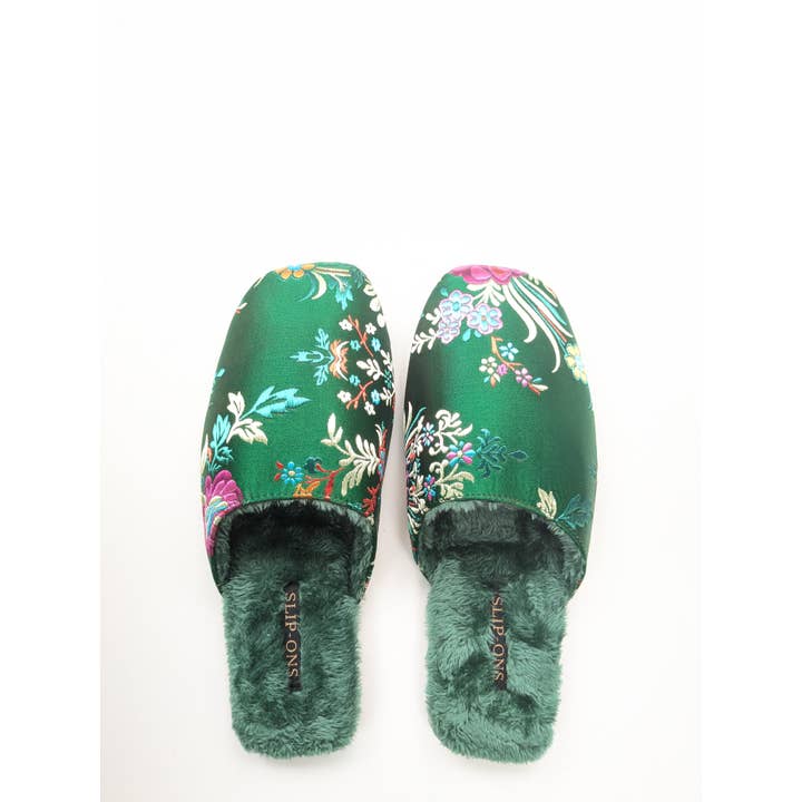 sage green Oriental Embroidered Women Slippers β Gift Idea For New Home for wholesale on Faire7