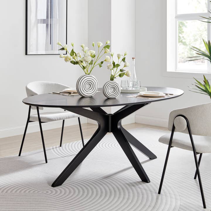 Danya B - Wholesale Vase - Etta Glossy Ceramic Black White Striped Round Donut Vase Set3