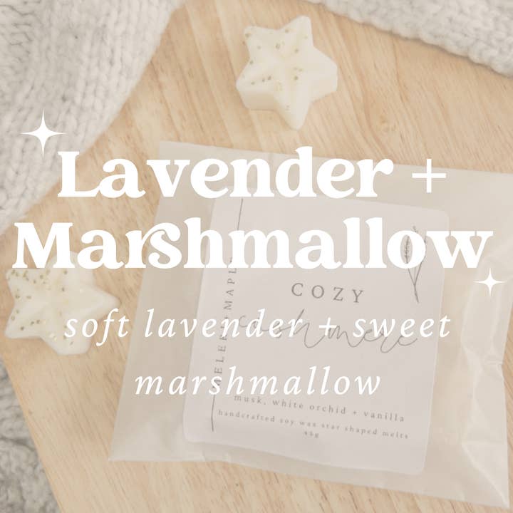 Lavender Marshmallow Scented Star Shaped Soy Wax Melts for wholesale by Meleri and Maple Co