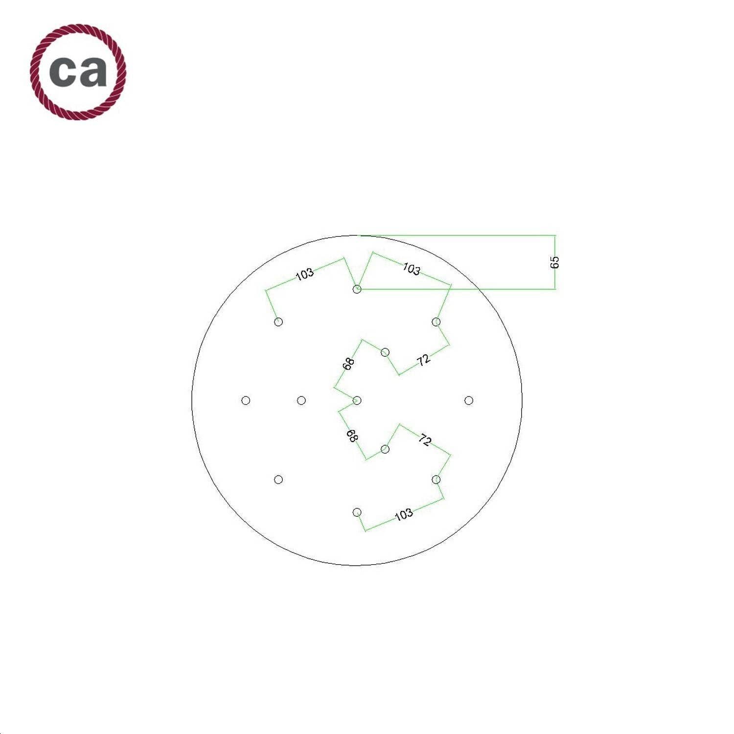 LIGHTINUP S.R.L. - Vente Lustre/Suspension - Rosace XXL Rose-One ronde, diamètre 400 mm avec 12 trous et 4 trous7