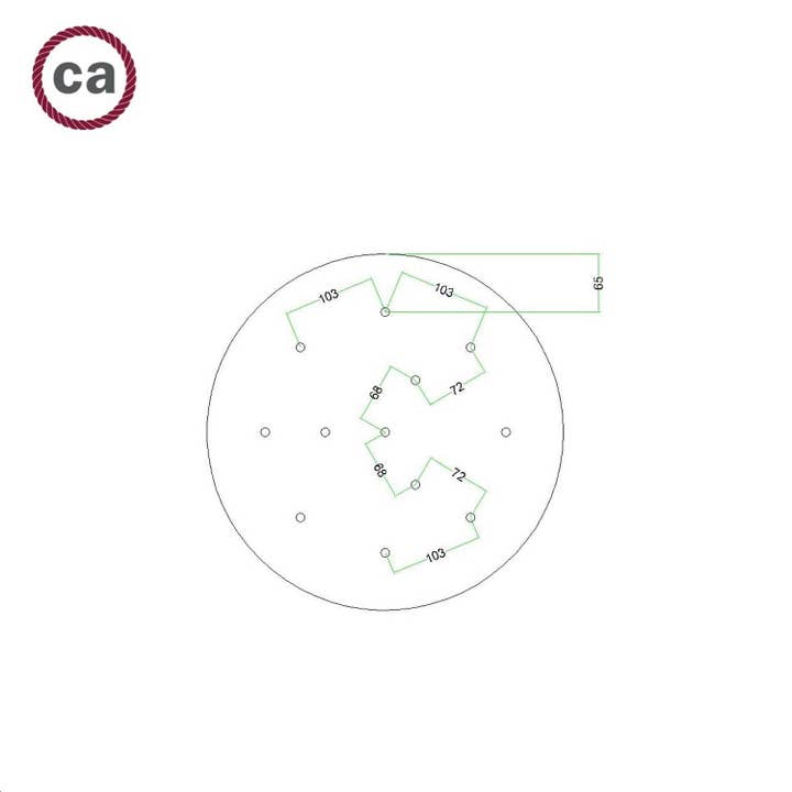 LIGHTINUP S.R.L. - Vente Lustre/Suspension - Rosace XXL Rose-One ronde, diamètre 400 mm avec 12 trous et 4 trous7