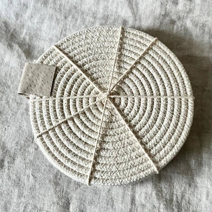 Warm White Rope Coasters for wholesale by Artwork by Sandra Naufal