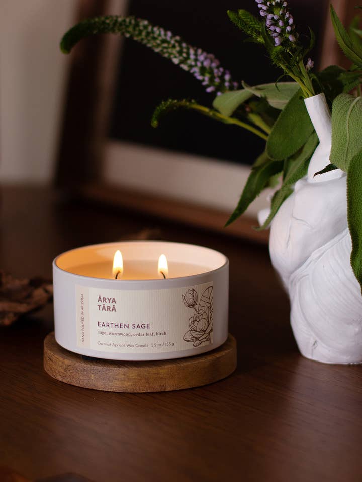 Earthen Sage Candle | Mediterranean sage and wormwood for wholesale by Arya Tara