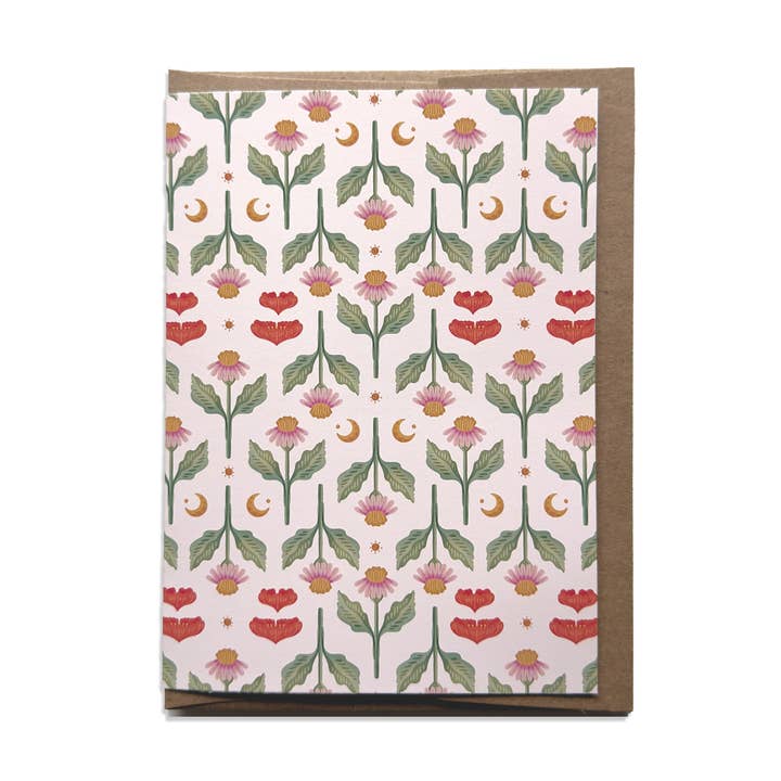 Celestial Blooms Blank Everyday Greeting Card for wholesale by Kristin Heldt Art