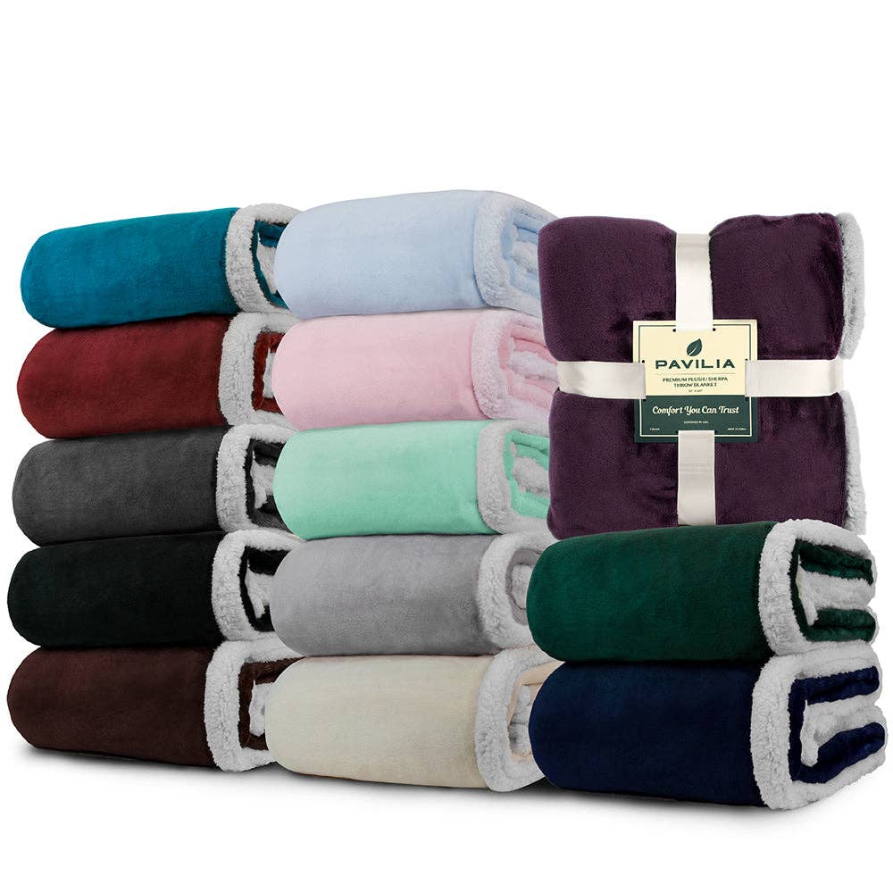 Pavilia – Manta para sofá por atacado – Cobertor Premium Sherpa Fleece26