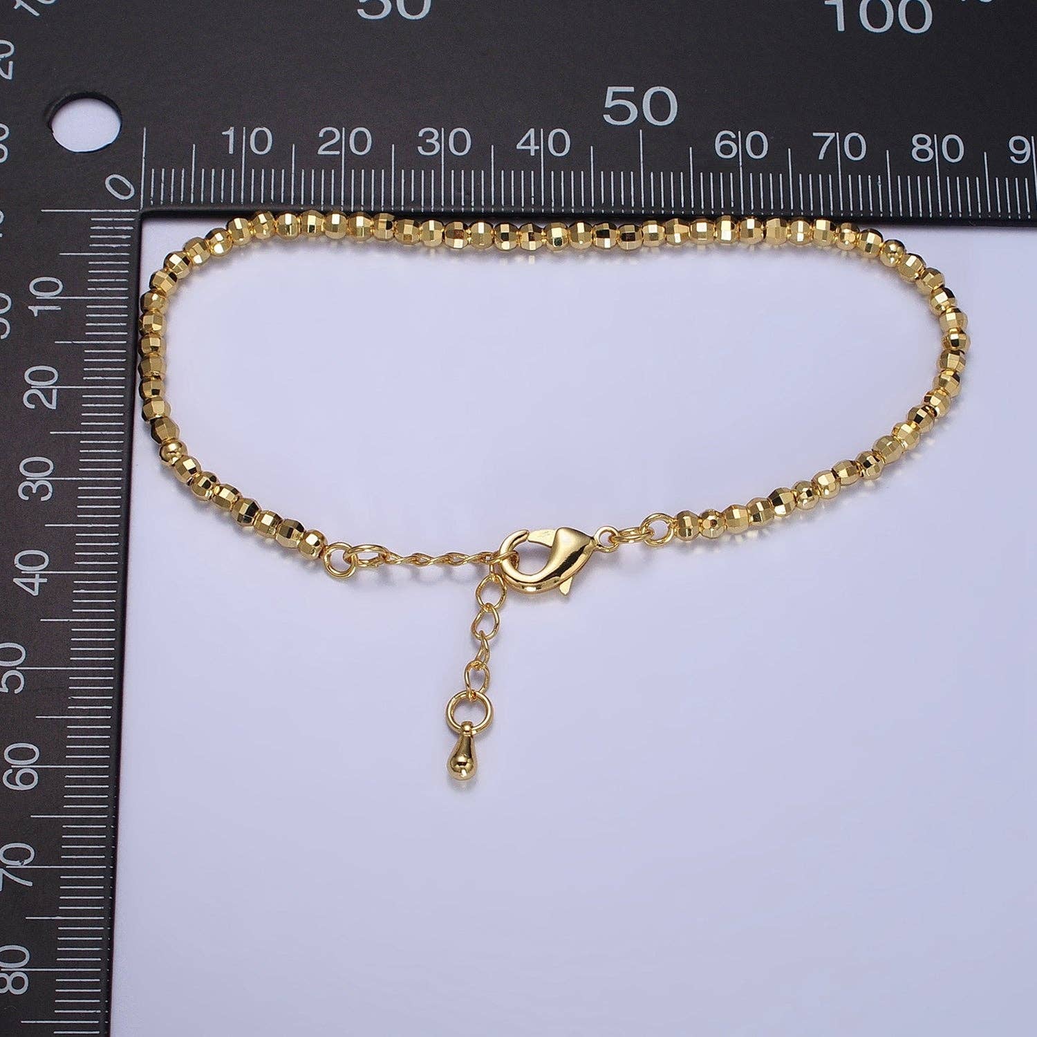 Aim Eternal – wholesale Beaded bracelet – 2.5mm, 3.5mm Gold, Silver Multifaceted Disco Ball Round Bead 7 Inch Chain Bracelet | WA-1572 ~ WA-12751