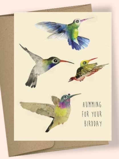 CARTE DE VOEUX AQUARELLE DU JOUR DU COLIBRI pour la vente par Studio Masha D'yans