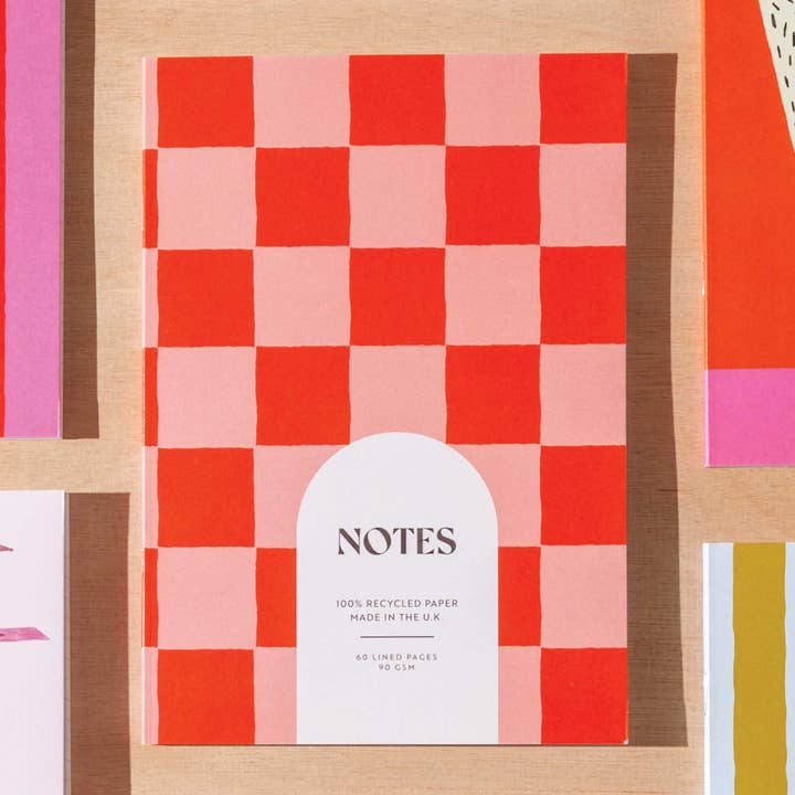 Good Tuesday (Once Upon a Tuesday) - Wholesale Notebook - A5 Lined Notebook | Peach & Cherry Check