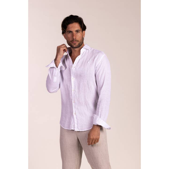 Camisa de linho branca | Lanzarote por atacado de Custi Mikelo: Made in Spain
